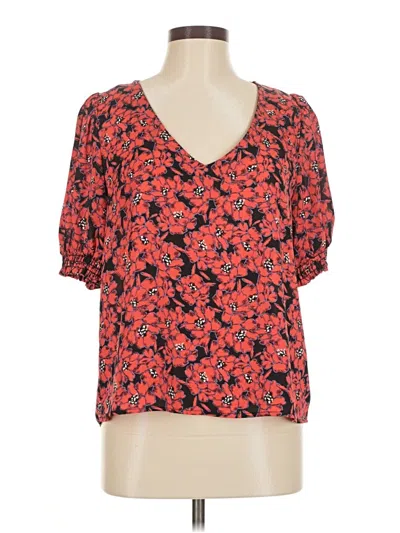 Pre-owned Allison Joy Short Sleeve Blouse In Red