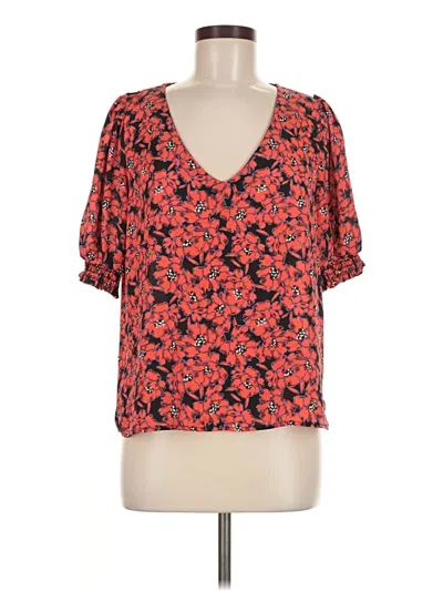 Pre-owned Allison Joy Short Sleeve Blouse In Red