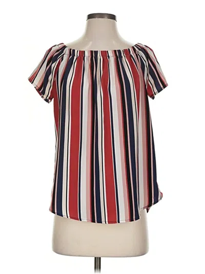 Pre-owned Allison Joy Short Sleeve Blouse In Red