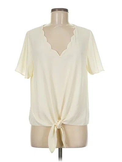 Pre-owned Allison Joy Short Sleeve Blouse In White