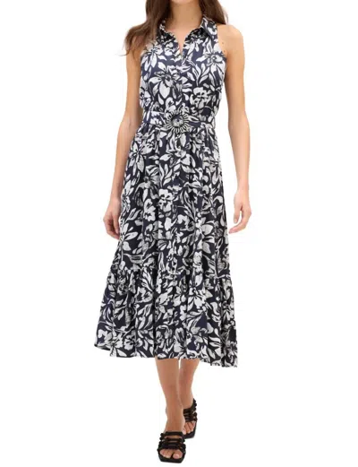 Allison Juniper Midi Dress In Black/ivory In Multi