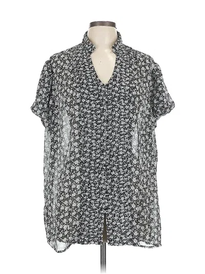 Pre-owned Allison Morgan Short Sleeve Blouse In Gray