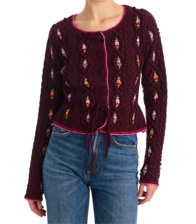 Allison New York Adrienne Cardigan In Burgundy In Red