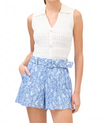 Allison New York Ainsley Embroidered Shorts In Blue Steel