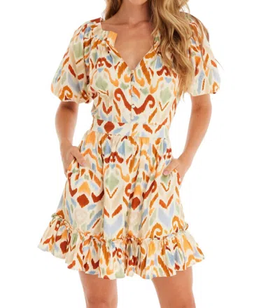 Allison New York Alice Mini Dress In Ivory Ikat In Multi