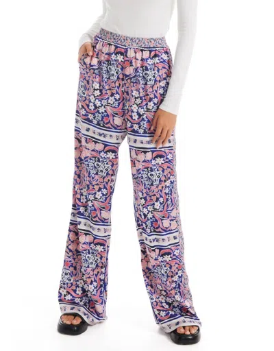 Allison New York Ava Satin Pants In Floral Scarf In Multi