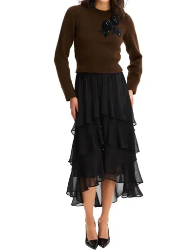 Allison New York Beaded Abigail Sweater In Walnut In Brown