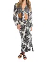 Allison New York Beaded Sarong In Black Palm In Black