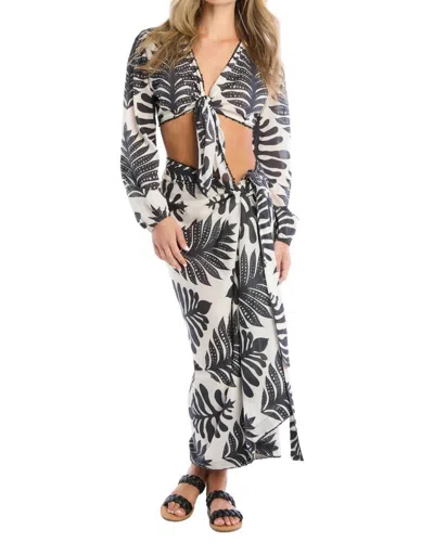 Allison New York Beaded Sarong In Black Palm