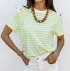 Allison New York Brooklyn Stripe Tee In Lime In Multi