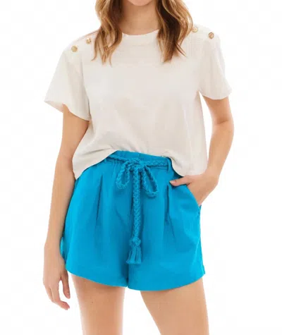 Allison New York Brooklyn Tee With Gold Buttons In White