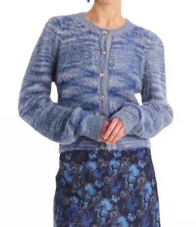 Allison New York Button Up Rhinestone Cardigan In Blue