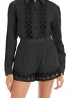 Allison New York Camila Cut-out Hem Shorts In Black In Blue