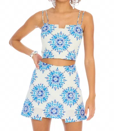 Allison New York Caroline Mosaic Mini Skirt In Mosaic Print In Blue
