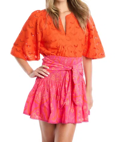 Allison New York Chase Mini Skirt In Pink Bohemia In Orange