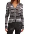 Allison New York Colleen Long Sleeve Cardigan In Black And White In Gray