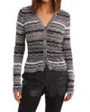 Allison New York Colleen Long Sleeve Cardigan In Black And White In Gray