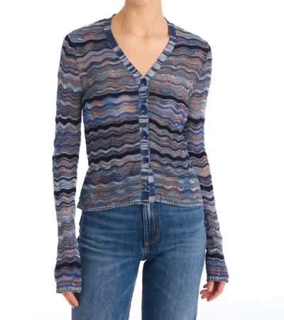 Allison New York Colleen V Neck Cardigan In Navy Space Dye In Multi
