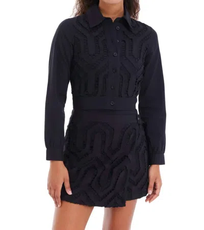 Allison New York Diamond Cropped Shacket In Black