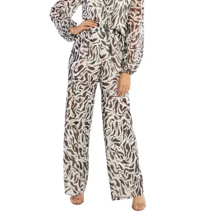 Allison New York Dorit Wide Leg Pants In Brown Zebra In Multi
