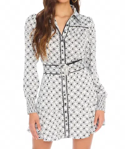 Allison New York Dylan Mini Dress In Black Tiles In Green