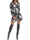 Allison New York Dylan Mini Dress In Black Ivory Floral