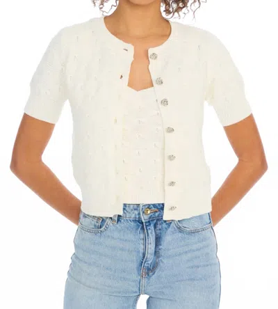 Allison New York Effie Short Sleeve Cardigan In White