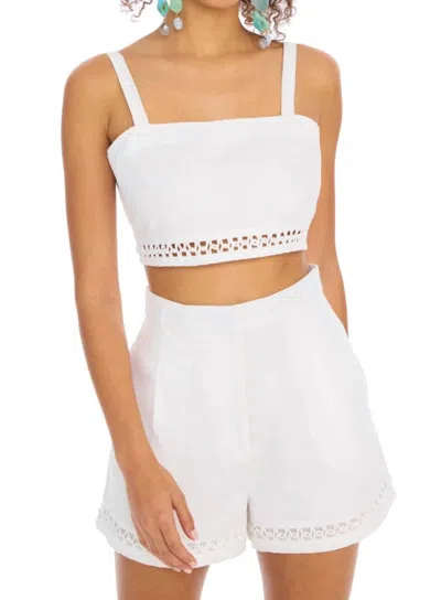 Allison New York Elodie Linen Crop Top In White