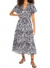 Allison New York Elowen Midi Dress In Black/white Damask In Multi