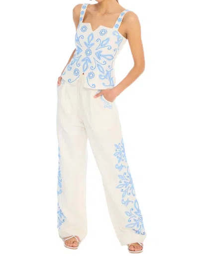Allison New York Embroidered Audrey Pant In Blue/white