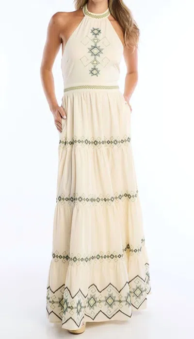 Allison New York Embroidered Miley Halter Maxi Dress In Ecru In White