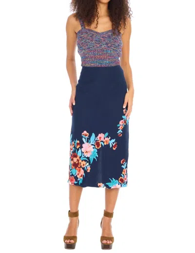 Allison New York Eva Midi Skirt In Navy Floral In Blue