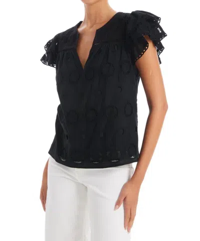 Allison New York Eyelet Alicia Top In Black In Blue
