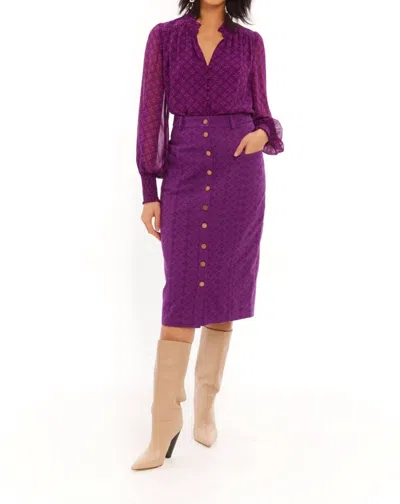 Allison New York Eyelet Twill Amal Midi Skirt In Eggplant