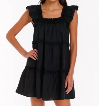 Allison New York Faye Flutter Sleeves Mini Dress In Black