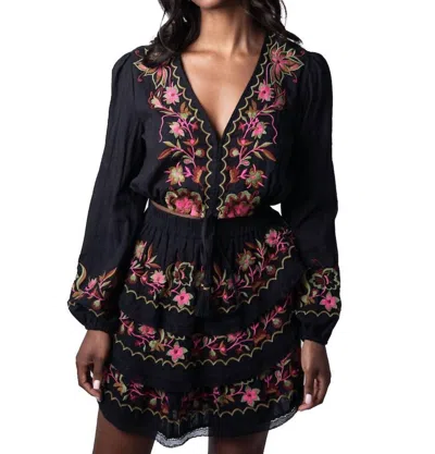 Allison New York Floral Embroidered Mini Skirt In Black