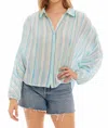 Allison New York Frankie Button Down Blouse In Blue Stripe In Blue