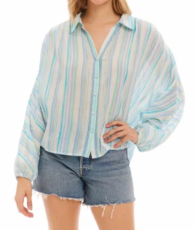 Allison New York Frankie Button Down Blouse In Blue Stripe