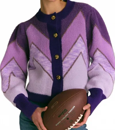 Allison New York Fuzzy Chevron Cardigan In Purple