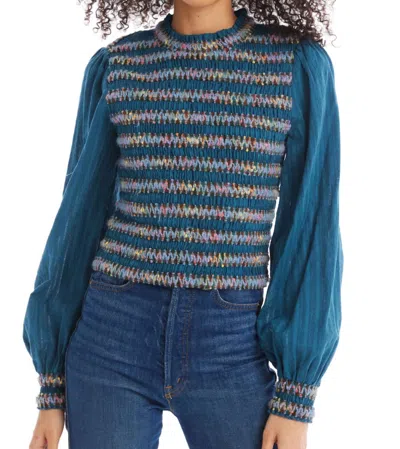 Allison New York Gayle Trim Top In Dark Teal In Blue