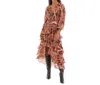 ALLISON NEW YORK GEMINI DRESS IN TERRACOTTA IKAT PRINT