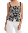 Allison New York Violet Top In Black Geo In Multi