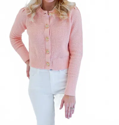 Allison New York Gia Heart Long Sleeve Cardigan In Pink