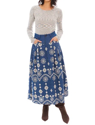 Allison New York Greta Chambray Eyelet Midi Skirt In Blue