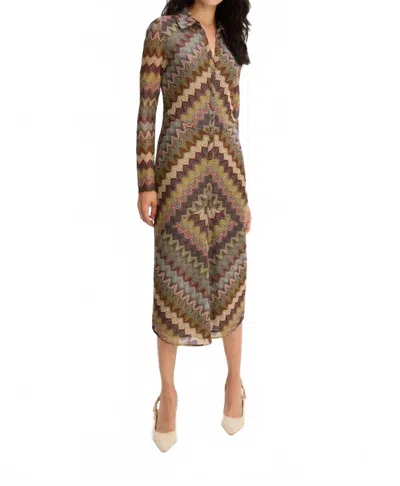 Allison New York Holmes Long Sleeve Midi Dress In Brown