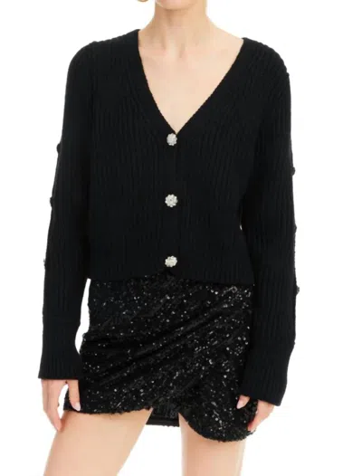 Allison New York Jeweled Cardigan In Black In Multi