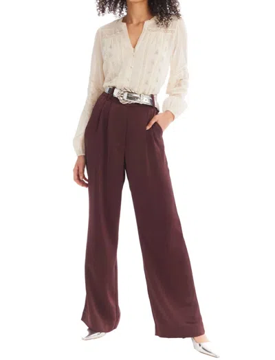 Allison New York Joan Satin Pants In Chocolate In Burgundy