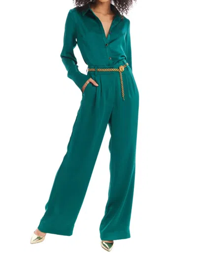 Allison New York Joan Satin Pants In Emerald In Green