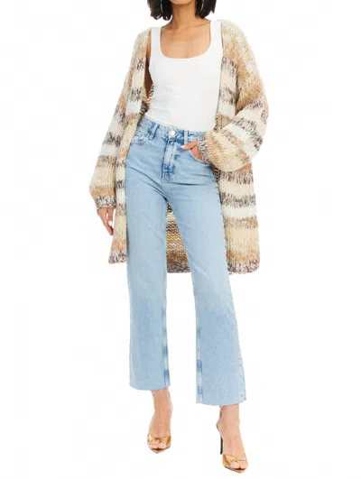 Allison New York Jodie Chunky Open Front Cardigan In Multi Ivory In Brown
