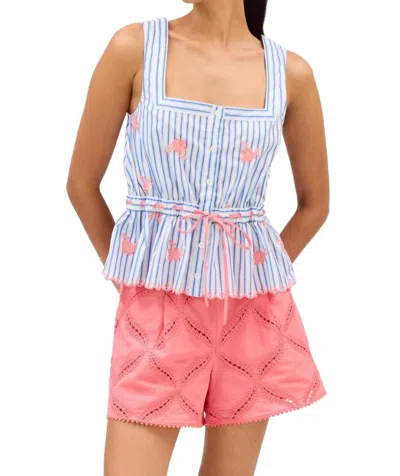 Allison New York Jody Square Neck Tank Top In Blue Stripe